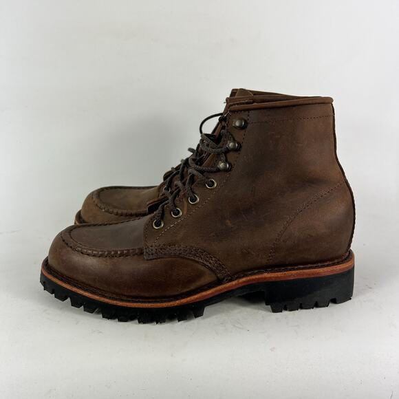 Chippewa LLBean logging mens 7.5 logger boots low brown leather waterproof - Picture 5 of 11